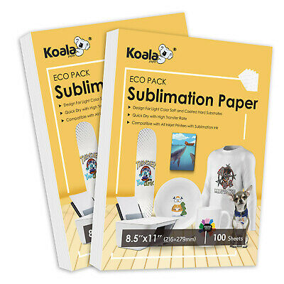200 Sheets Koala Sublimation Paper Inkjet Heat Transfer 8.5x11 Mug T-shirt Epson